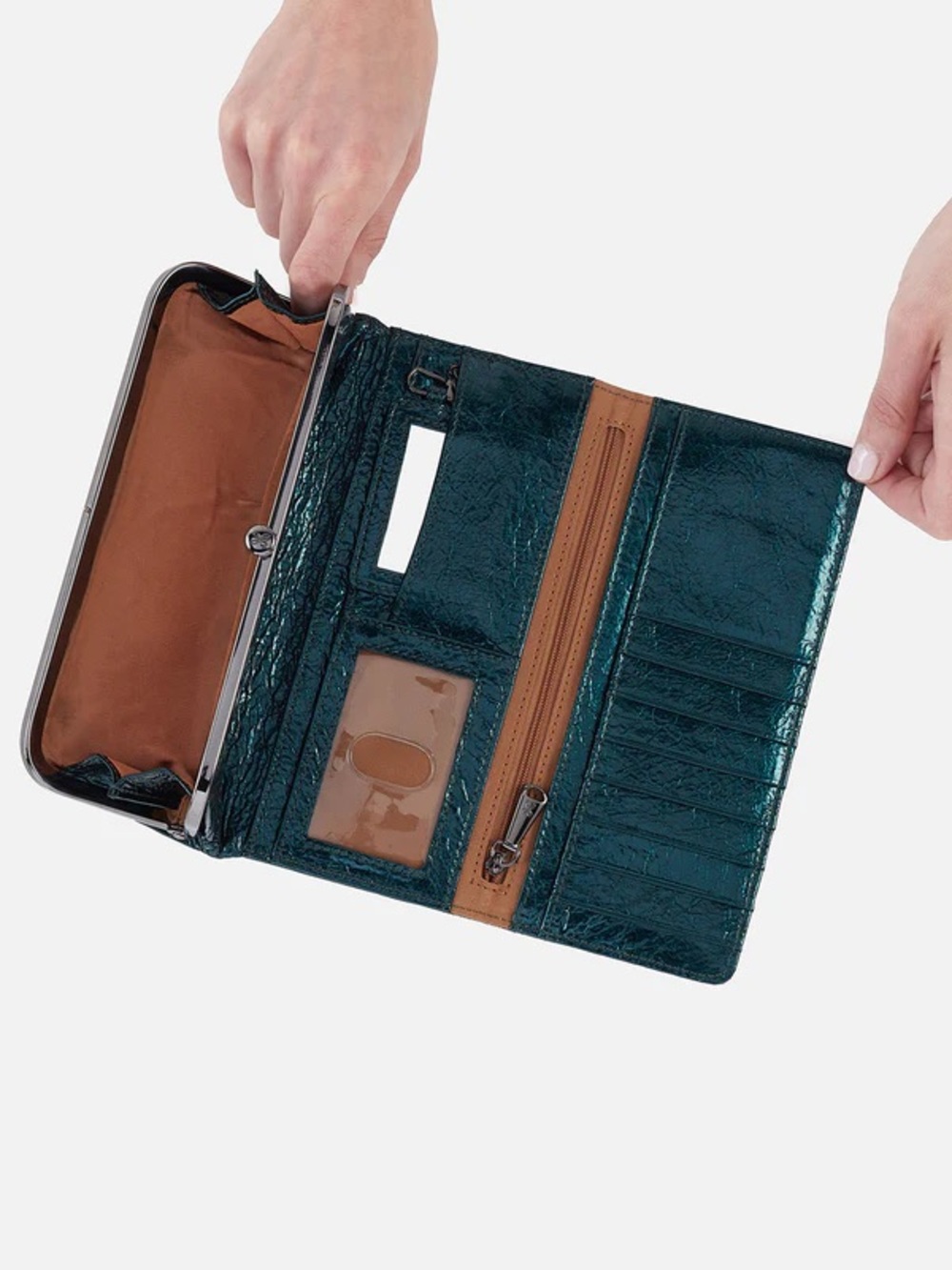 Hobo Rachel Wallet, Spruce Patent Leather - Picture 2 of 7